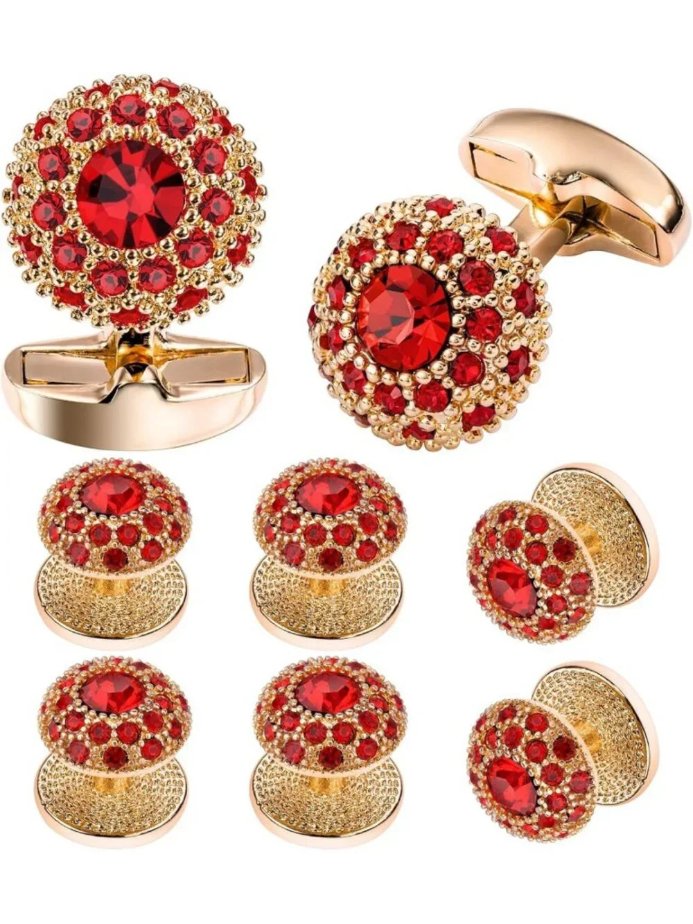 Elegant Crystal Tuxedo Studs & Cufflinks Set for Men - Perfect for Weddings